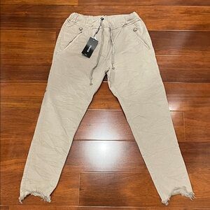 Casual Tan Joggers with Drawstring by [Brand]